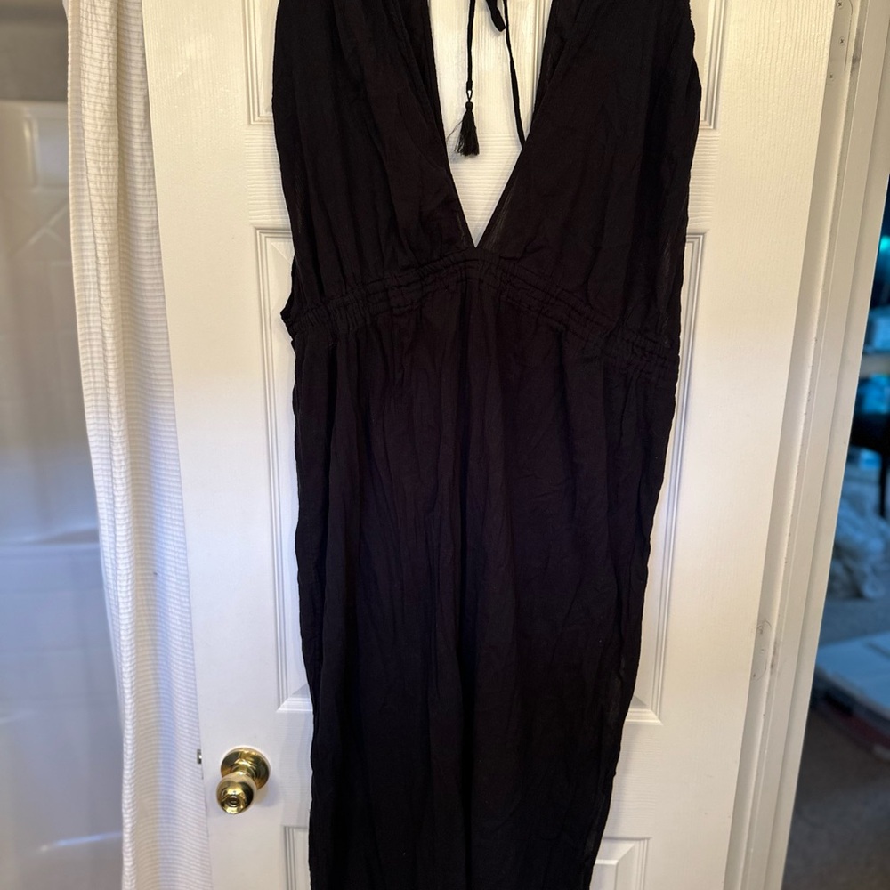 Black Deep V Maxi Dress